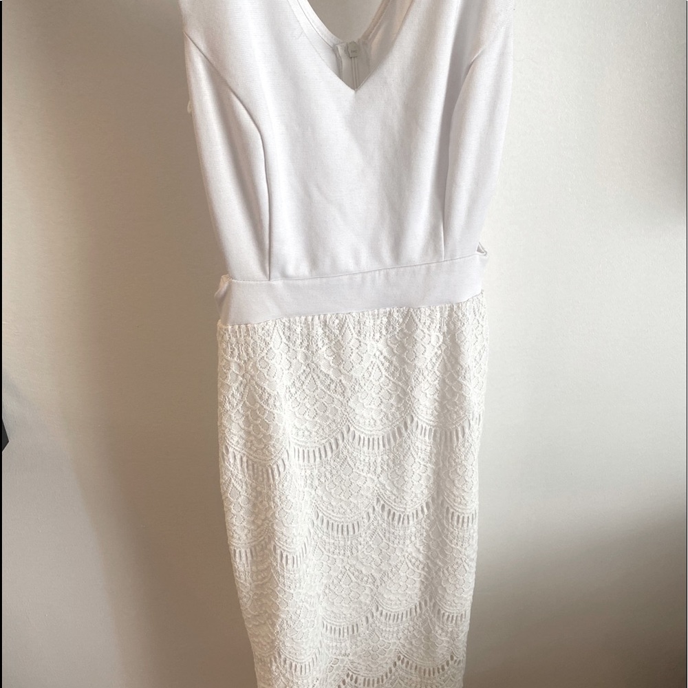 White lace, mid length, side cuts